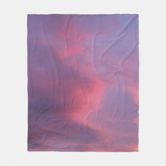 Blue Pink Clouds Fleece Blanket (Front)