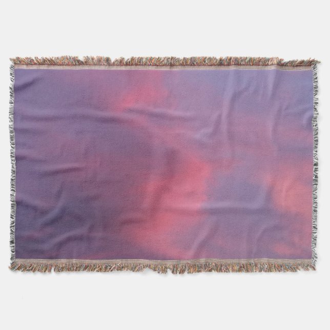 Blue Pink Clouds Throw Blanket (Front)