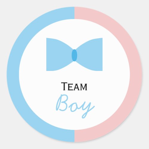 Blue Pink Color Block Gender Reveal Bow Bow Tie Classic Round Sticker