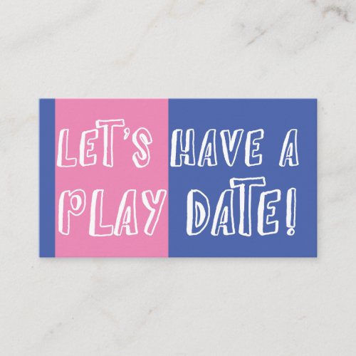 Blue  Pink Color Block Playful Play Date Calling Card