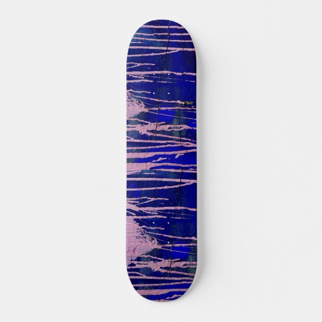 Blue pink color striped skateboard (Front)