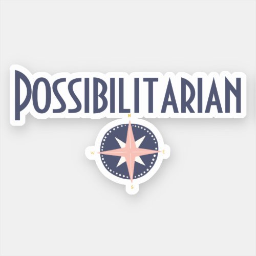 Blue pink compass possibilitarian job title sticker