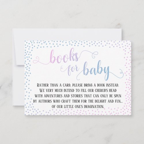 Blue Pink Confetti Baby Book Request insert Card