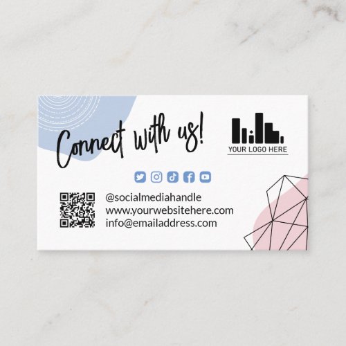 Blue Pink Connect With Us Social Media QR Code Business Card
