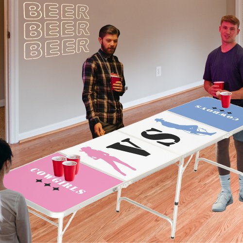 Blue  Pink Cowgirl Cowboy Boys vs Girls Beer Pong Table