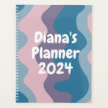 Blue Pink Curves Stripes Colorful Bold CUSTOM Planner<br><div class="desc">Hello! I hope you like this original artwork design. Add your own text,  change the colors or fonts to personalize it. Check my shop for more designs. If you'd like something custom please let me know.</div>