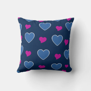 Blue Pink Cute Cozy Modern Romantic Chic Heart  Throw Pillow
