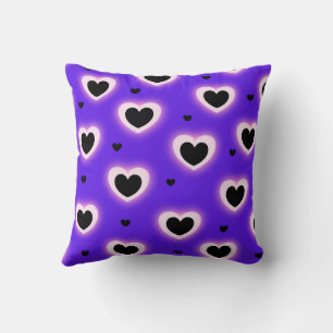 Blue Pink Cute Cozy Modern Romantic Chic Heart  Throw Pillow