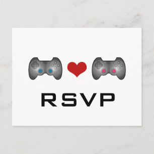 Blue Pink Cute Gamer RSVP Postcard