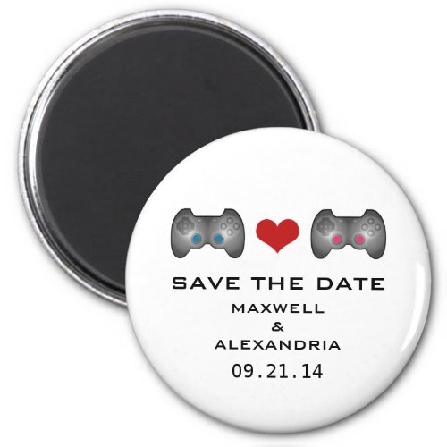 Blue Pink Cute Gamer Save the Date Magnet