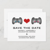 Blue Pink Cute Gamer Save the Date Postcard (Front/Back)