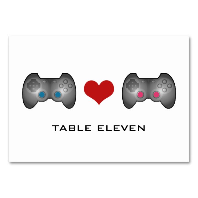 Blue Pink Cute Gamer Table Card (Front)