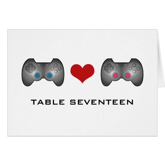 Blue Pink Cute Gamer Table Number Card (Front Horizontal)