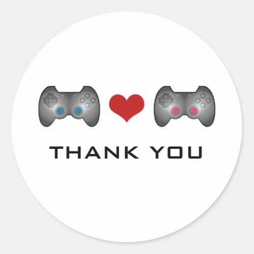Blue Pink Cute Gamer Thank You Stickers