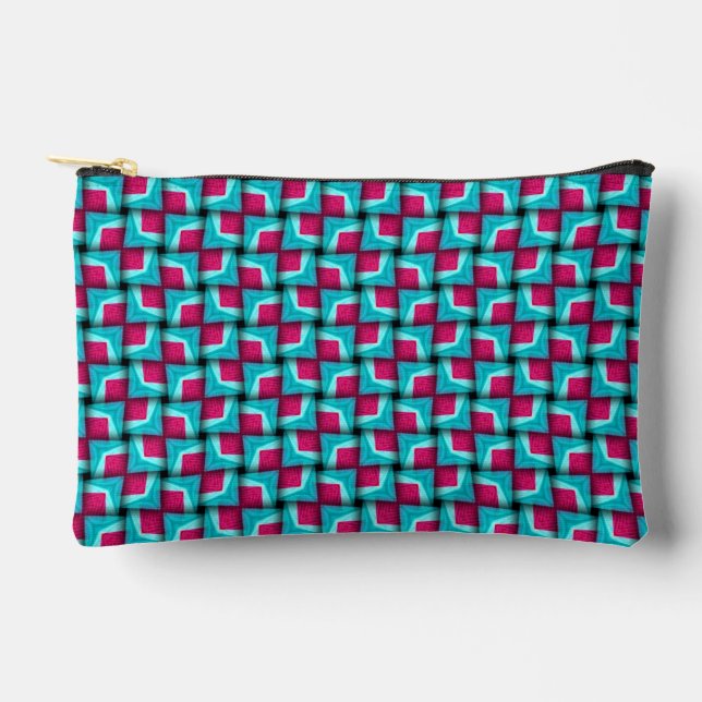 Blue Pink Cute Modern Pattern Accessory Pouch (Front)