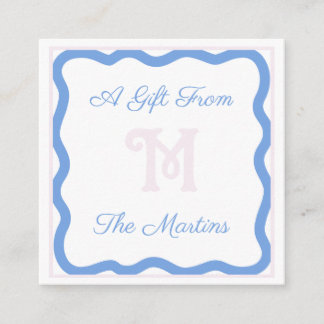 Blue/ Pink Dainty Bow 2.5" x 2.5" Enclosure Card