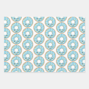 Blue & Pink Donut Wrapping Paper Sheets
