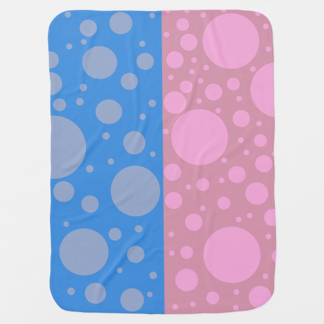 Blue Pink Dots Baby Blanket (Front)