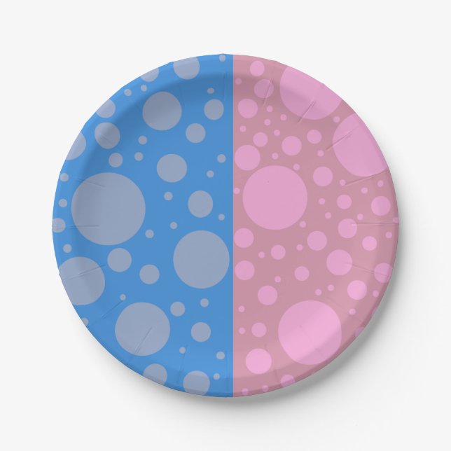 Blue Pink Dots Custom Paper Plates 7 in (Front)
