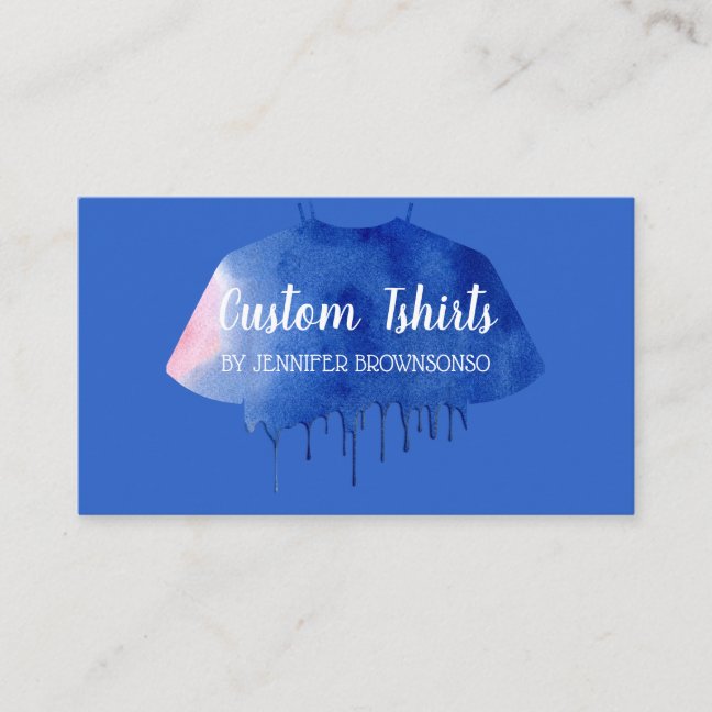 Blue Pink Drip Shirt Clothing Apparel shop Business Card