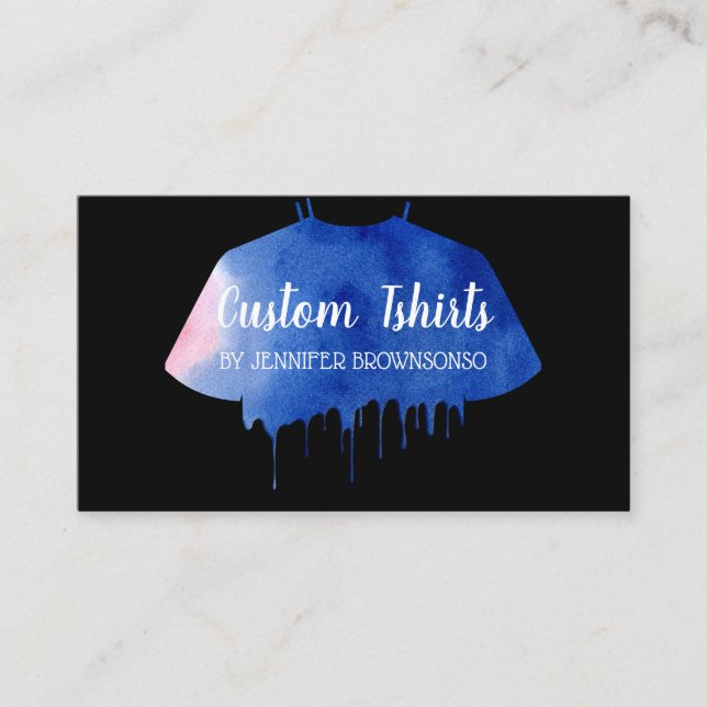 Blue Pink Drip Shirt Clothing Apparel store Business Card (Front)