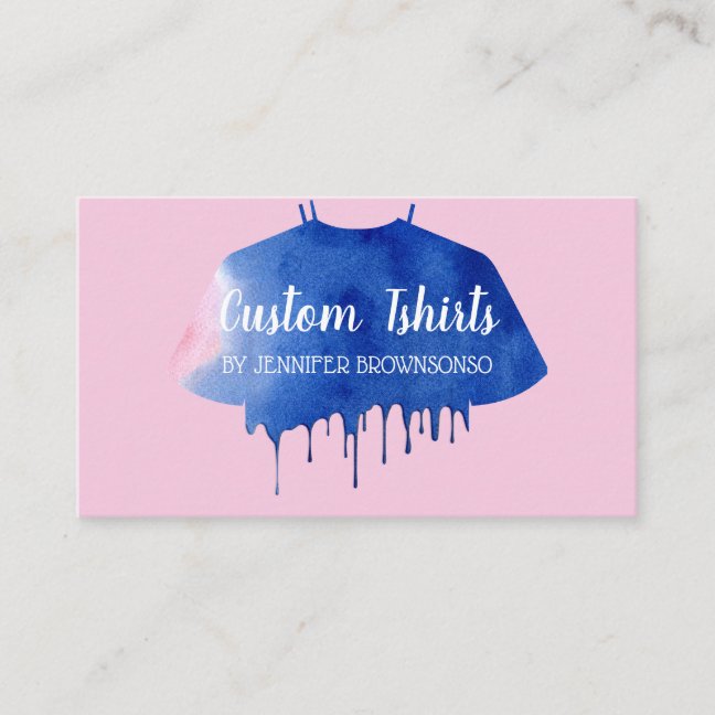 Blue Pink Drip Shirt Clothing Apparels Business Card
