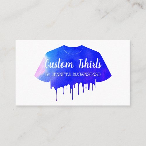 Blue Pink Dripping Shirt Clothing Apparel Business Card