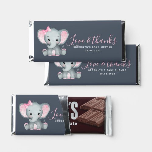 Blue Pink Elephant Baby Shower Favor Hershey Bar Favors