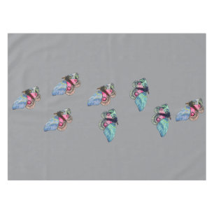 Blue Pink Exotic Butterflies Pattern Tablecloth