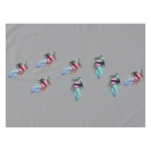 Blue Pink Exotic Butterflies Pattern Tablecloth (Front (Horizontal))