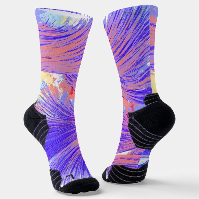 blue & pink Feathers Socks (Angled)
