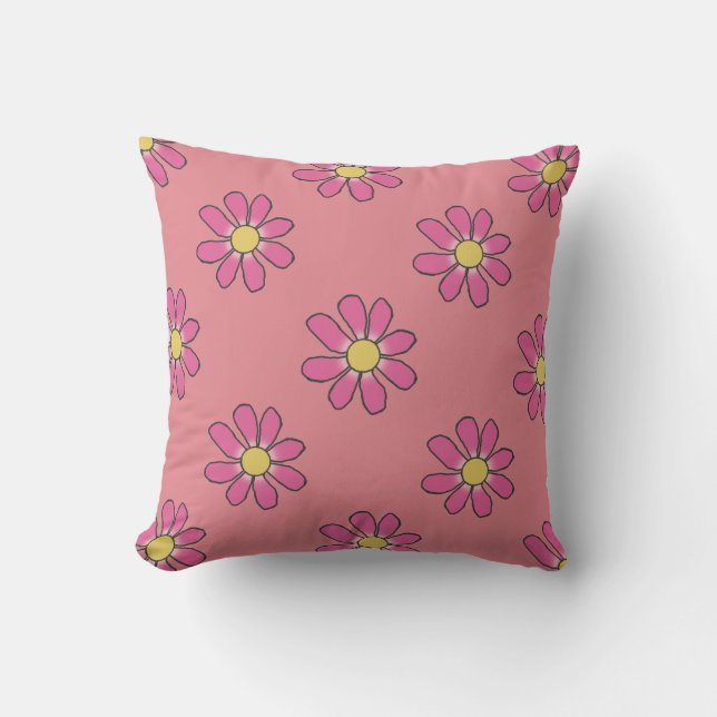 BLUE/PINK FLORAL 2 in 1 Throw Pillow (Front)