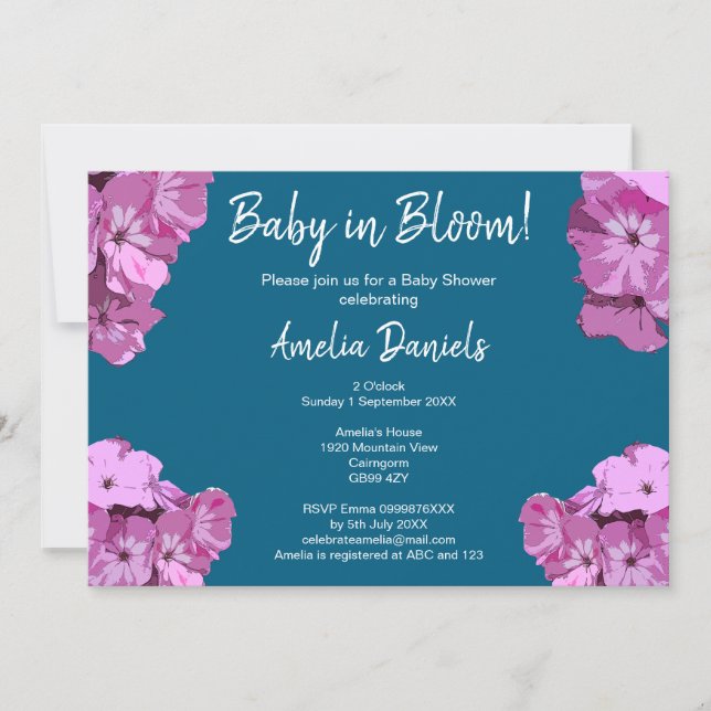 Blue & Pink Floral Baby Shower Invitation (Front)