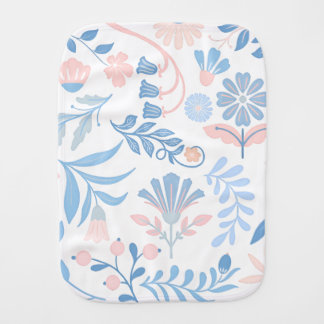 Blue pink floral boho design cute baby burp cloth