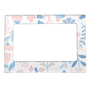 Blue pink floral boho design cute magnetic frame