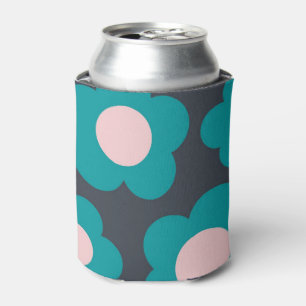 Blue Pink Floral Elegant Tropical Flower Sleeve  Can Cooler