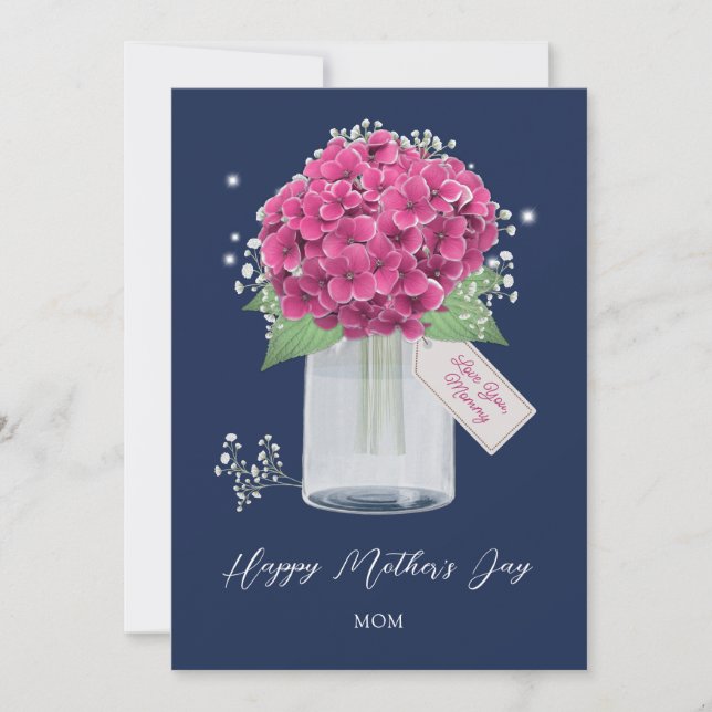 Blue Pink Floral Happy Mother's Day Card (Front)