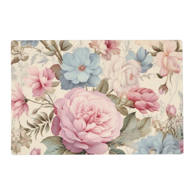 Blue Pink Floral Placemat (Front)