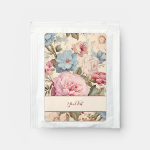 Blue Pink Floral Tea Bag Drink Mix