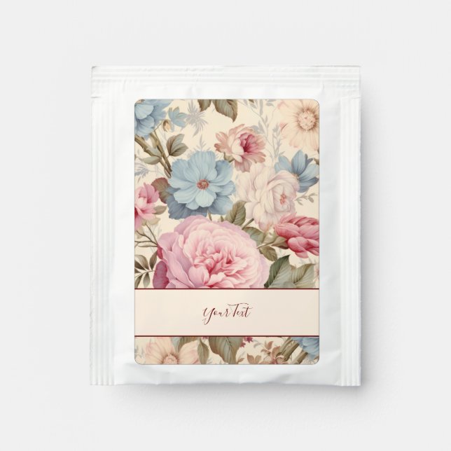 Blue Pink Floral Tea Bag Drink Mix (Front)
