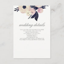 blue pink floral wedding  Details Enclosure Cards