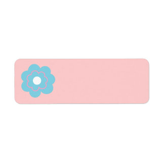 Blue Pink Flower Label
