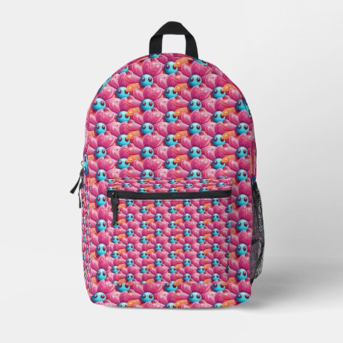 Blue Pink Flowers Backpack Cut Sew Bag