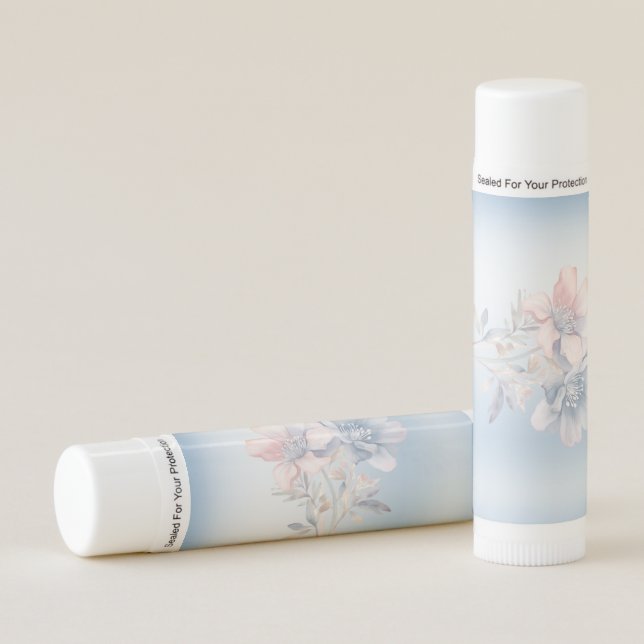 Blue Pink Flowers Lip Balm (Front)
