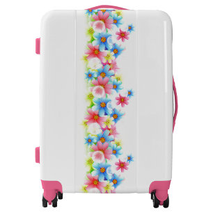 Blue Pink Flowers Luggage