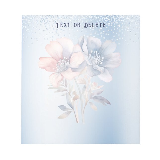 Blue Pink Flowers Notepad (Front)