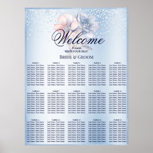 Blue Pink Flowers Seating Chart