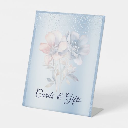 Blue Pink Flowers Tabletop Signs