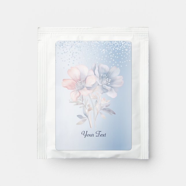 Blue Pink Flowers Tea Bag Drink Mix (Front)