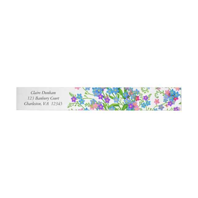 Blue Pink Forget Me Nots Wraparound Labels (Individual)